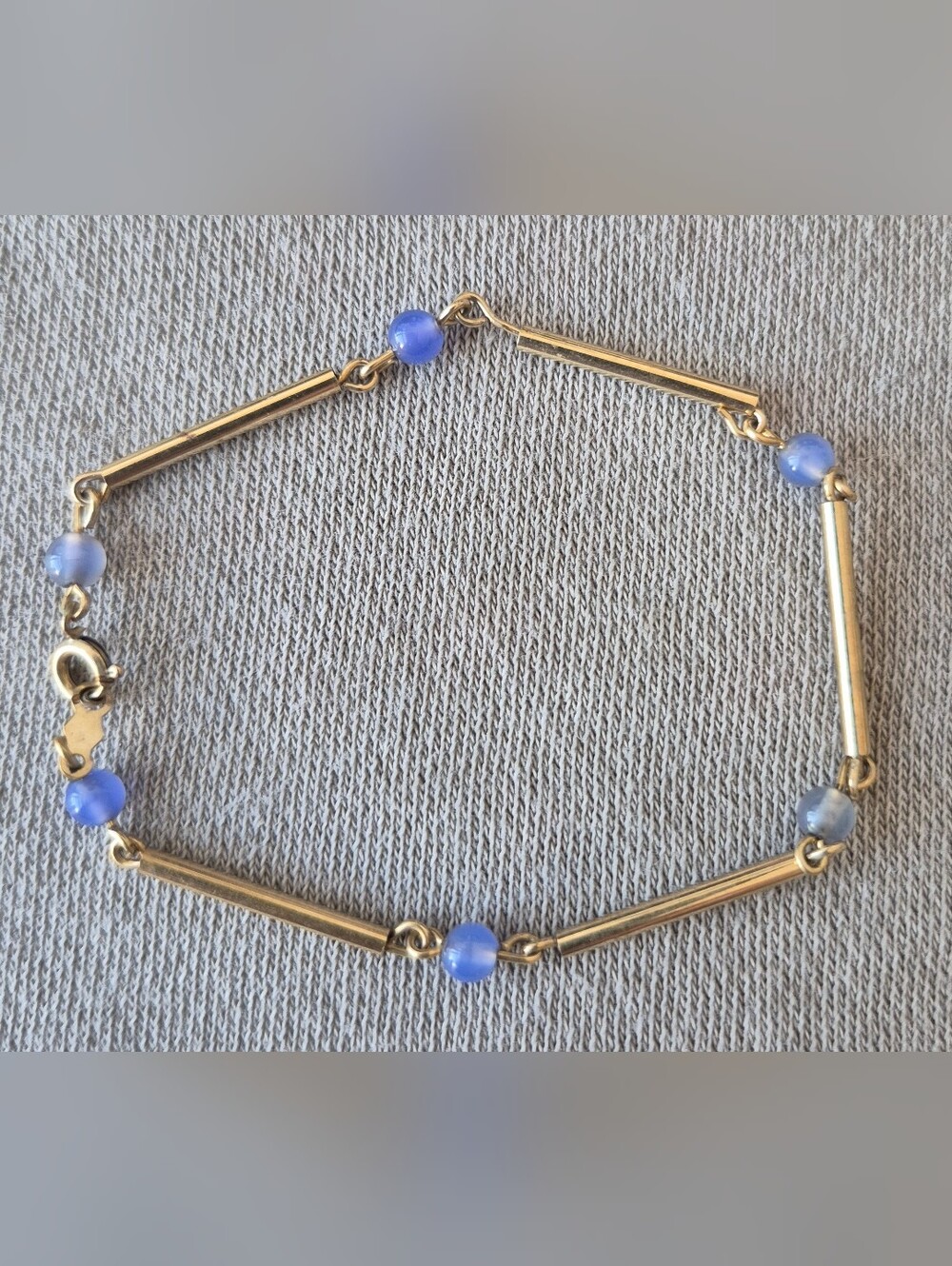 Gold Bar Bracelet with Periwinkle Beads - Women's Jewelry
